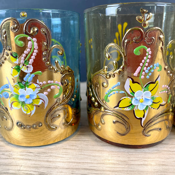 Gilt Venetian tumblers with applied decorations - set of 3 - NextStage Vintage