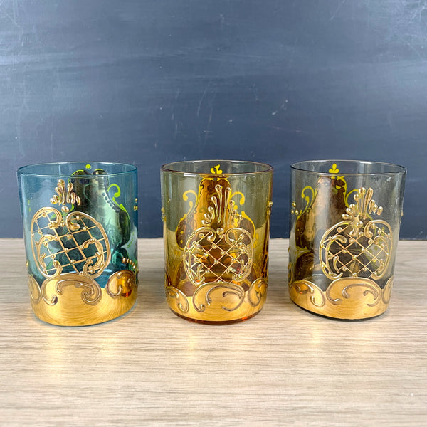 Gilt Venetian tumblers with applied decorations - set of 3 - NextStage Vintage