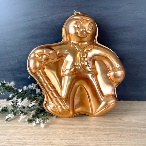 Gingerbread man with candy cane copper colored mold - NextStage Vintage