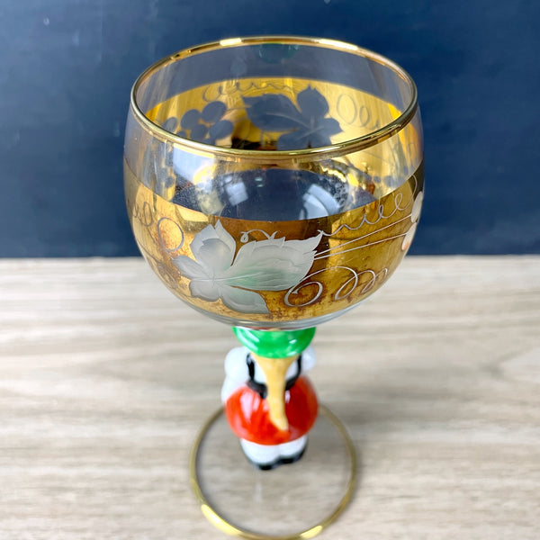 Goebel Hummel girl cordial glass with grape engraved bowl - NextStage Vintage