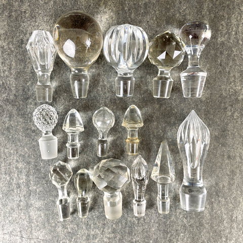 Glass and crystal decanter bottle stopper - lot of 15 - NextStage Vintage