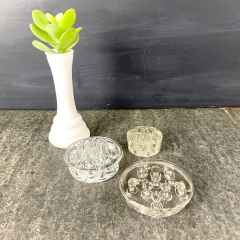 Flower frogs - set of 3 - vintage glass decor - NextStage Vintage