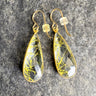 Golden rutile quartz teardrop earrings - wire pierced - NextStage Vintage