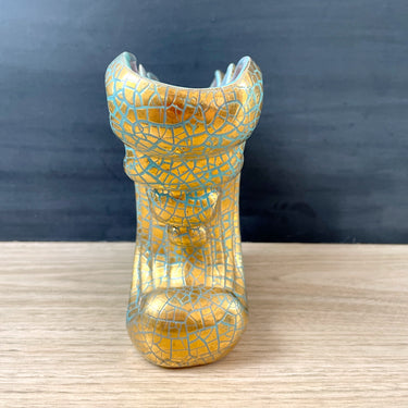 Gonder vase gold and turquoise crackle - H82 - 1950s vintage - NextStage Vintage