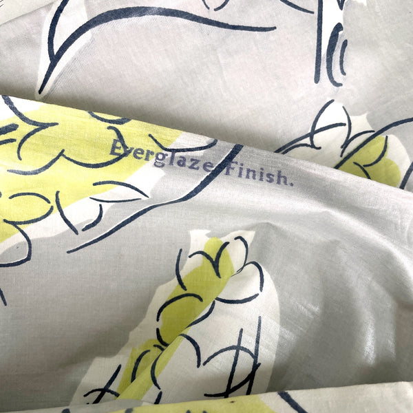 Everlast Fabrics gray, cream and chartreuse floral - 5.5 yards - vintage fabric - NextStage Vintage