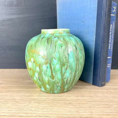 Green poured glaze vase - 1970-80s vintage decor - NextStage Vintage