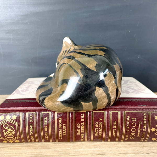 N.S. Gustin sleeping painted cat figurine - American pottery - NextStage Vintage