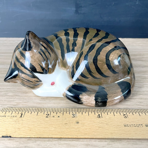 N.S. Gustin sleeping painted cat figurine - American pottery - NextStage Vintage