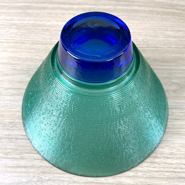 Hadeland Glassverk Norway cobalt blue and green textured bowl - MCM vintage - NextStage Vintage