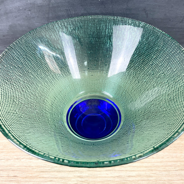 Hadeland Glassverk Norway cobalt blue and green textured bowl - MCM vintage - NextStage Vintage