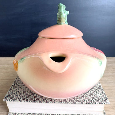 Hull Pottery Woodland pink and green Aladdin teapot - W-26 - 1950s vintage - NextStage Vintage