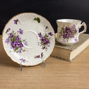 Hammersley Victorian Violets Teacup Saucer Set England's Countryside Bone China