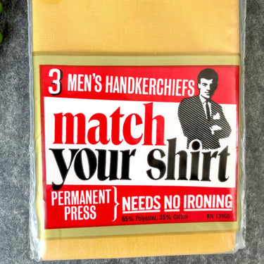 1970s mens handkerchief / pocket squares set of 3 - new in package - NextStage Vintage