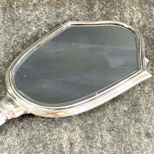 Sterling hand mirror with S monogram - R. Blackinton & Co - 1950s vintage