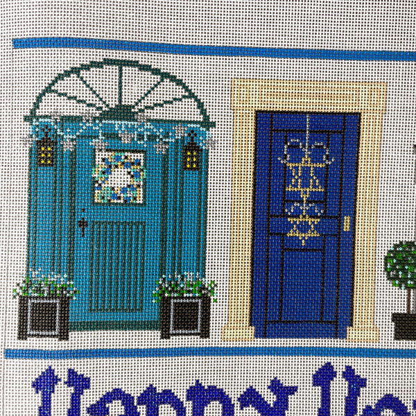 Hanukkah Doors ETC needlepoint canvas by The Meredith Collection - NextStage Vintage