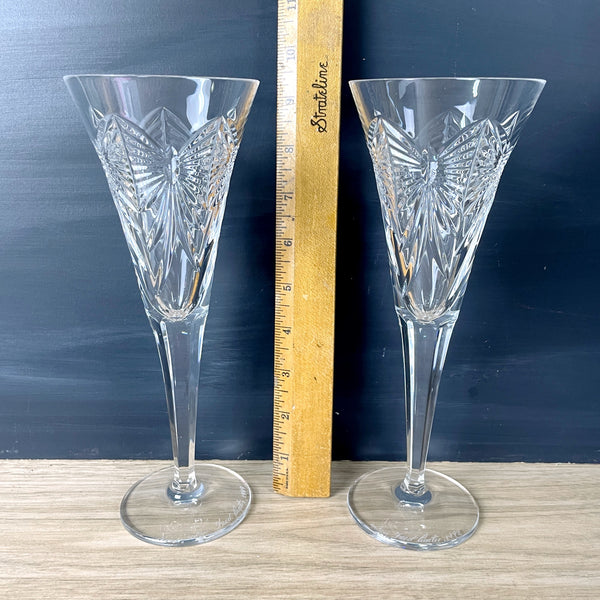 Waterford Millennium Toasting Flute pair - Happiness - 1995 - NextStage Vintage