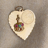 1960s 14K Happy Birthday heart charm - pink and green stones - 3.37 gms - NextStage Vintage