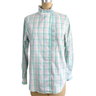 1980s asymmetrical pastel plaid blouse -high ruffled collar - size L - NextStage Vintage