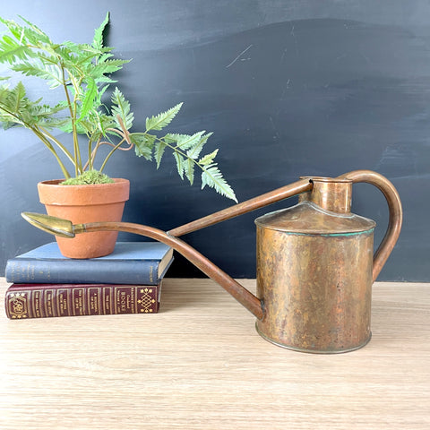 Haws 2 pint Copper Rowley Ripple watering can with patina