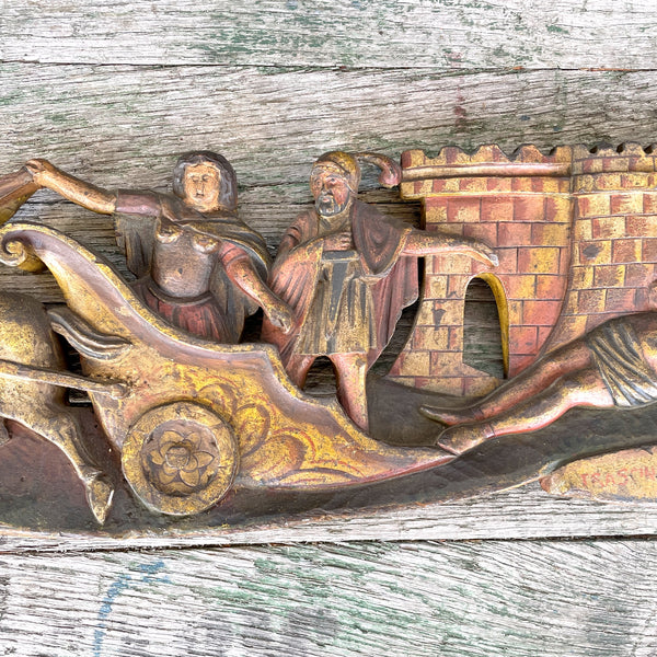 Sicilian cart panel - Achilles dragging Hercules - caretto Siciliano - NextStage Vintage