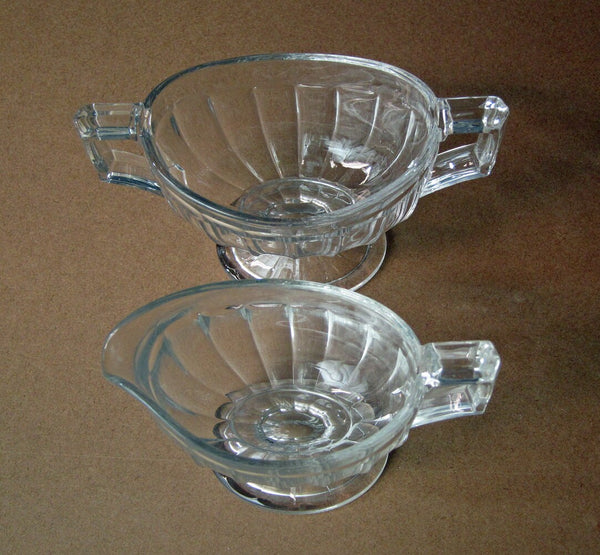 Heisey glass oval footed cream and open sugar - 1909 to 1935 - art deco glass - NextStage Vintage