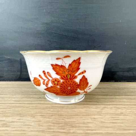 Herend Hungary rust Asian Bouquet sugar bowl - 1930s vintage - NextStage Vintage