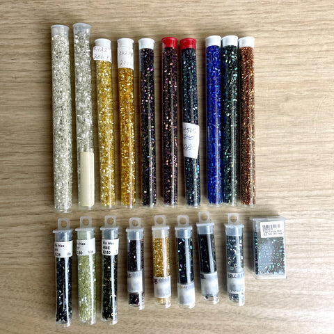 Hex cut seed beads destash - 19 tubes - mixed colors and sizes