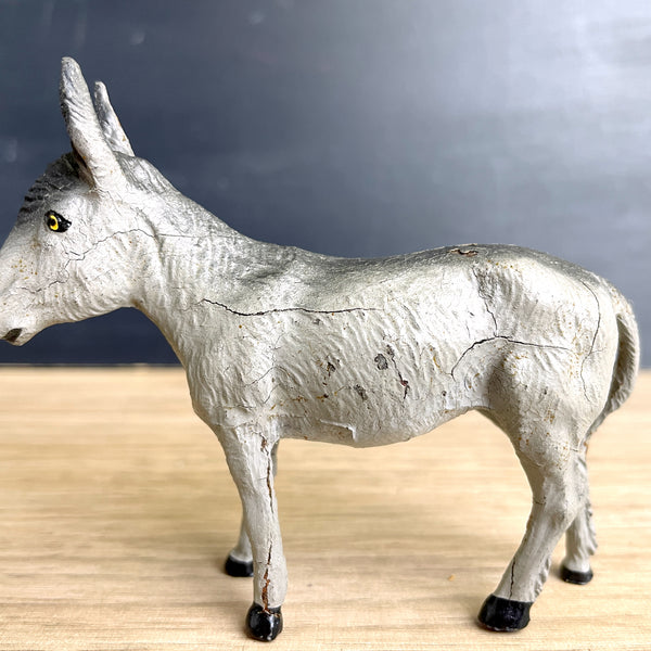 Composition putz horse and donkey - vintage German animal figurines