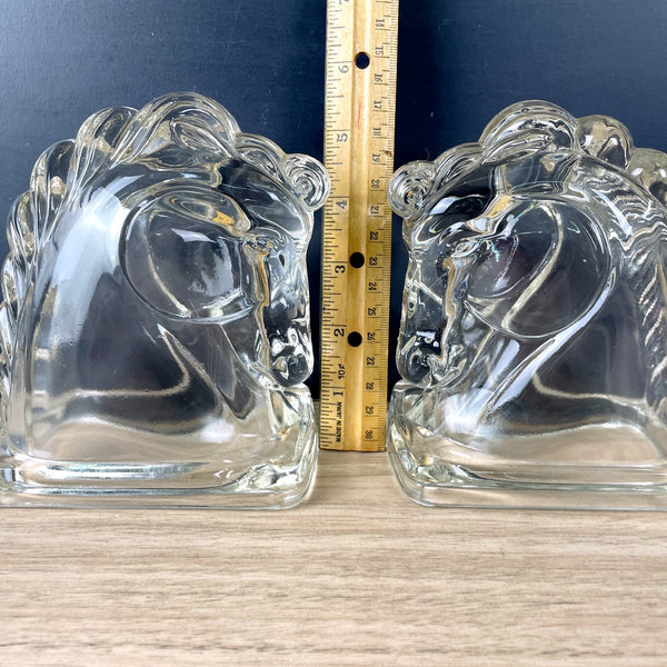Federal Glass horse head bookends set - NextStage Vintage