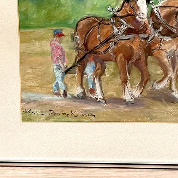 Draft horses drawing by Patricia Powers Kessler - framed artwork - NextStage Vintage