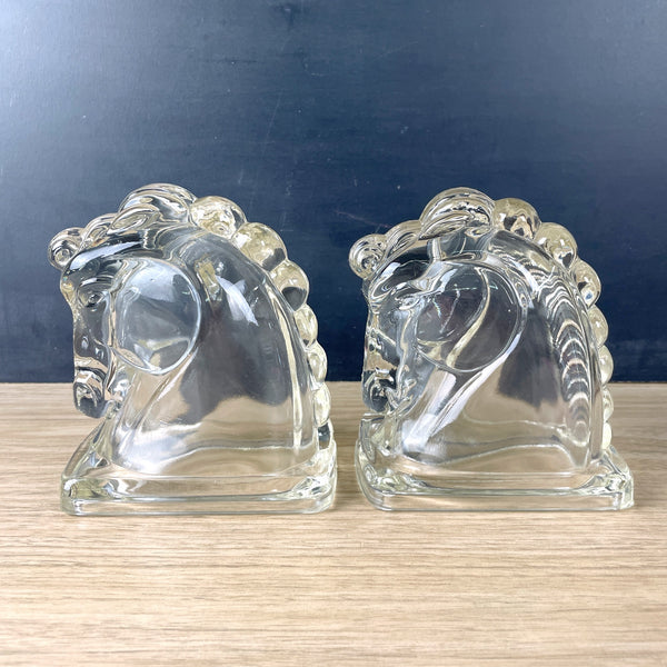 Federal Glass horse head bookends set - NextStage Vintage