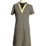 1960s tan & charcoal houndstooth A-Line dress – Fischer Fashion – size small - NextStage Vintage