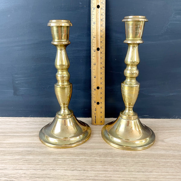 Heavy brass candlestick pair - 8" - vintage brass - NextStage Vintage
