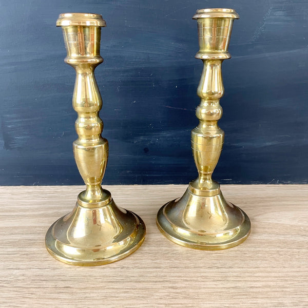 Heavy brass candlestick pair - 8" - vintage brass - NextStage Vintage