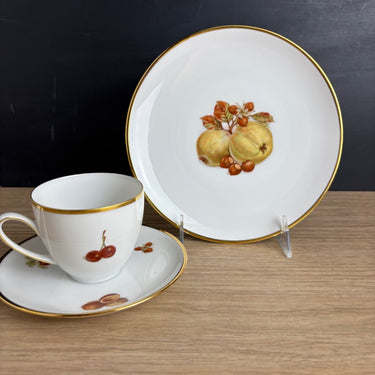 Hutschenreuther Hohenberg Olivia 63 Tea Trio Quince and Hazelnut, Gold Rim