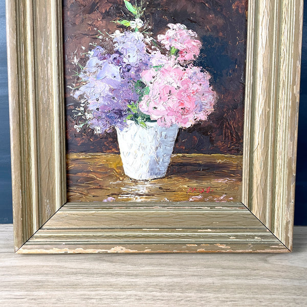Hydrangea in a vase vintage painting - palette knife painting - NextStage Vintage