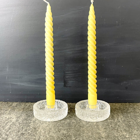 Ice-textured taper candle holder pair - 1980s vintage - NextStage Vintage