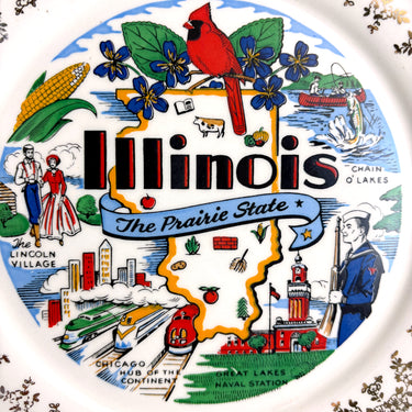 Illinois vintage state souvenir plate - vintage road trip collectible - NextStage Vintage