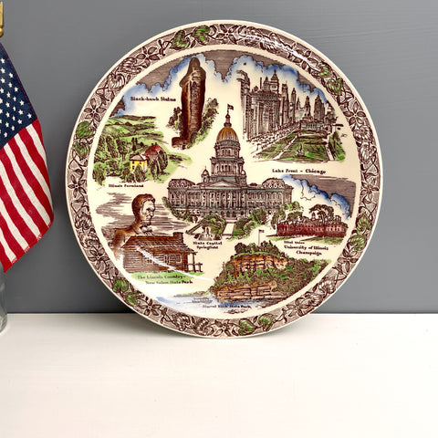 Illinois souvenir state plate by Vernon Kilns - 1950s vintage - NextStage Vintage