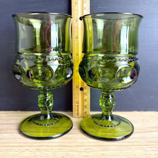 Indiana Glass Kings Crown goblets - set of 6 - 1960s green stemware