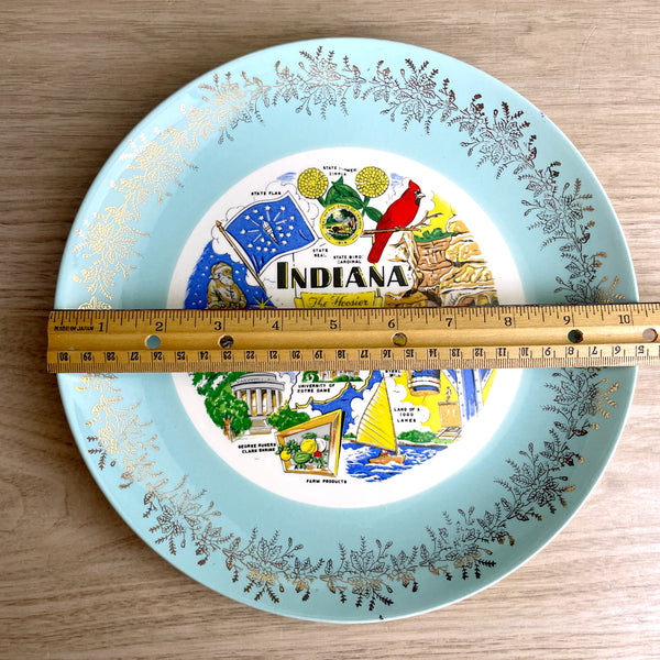 Indiana state souvenir plate - vintage 1960s road trip plate