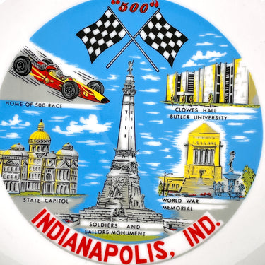 Indianapolis, Indiana souvenir plate - 1950s road trip souvenir - Indy 500 - NextStage Vintage