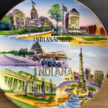 Indianapolis Indiana Souvenir Plate - Indianapolis 500 Speedway - 1950s Vintage