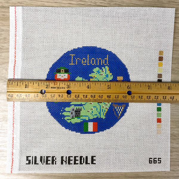 Silver Needle Ireland travel round handpainted needlepoint canvas #665 - NextStage Vintage