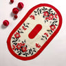 Italian linen Christmas table runner - poinsettia - 1970s vintage - NextStage Vintage