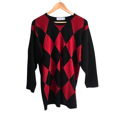 1990s vintage Jaeger tunic sweater - harlequin pattern - size small - NextStage Vintage