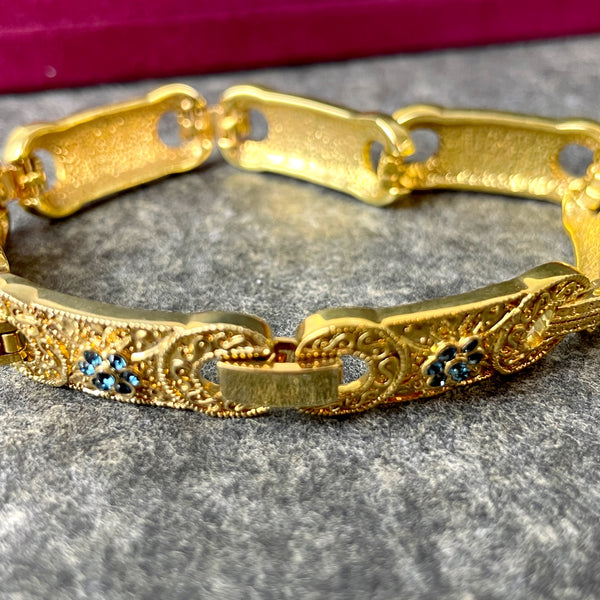 Camrose & Kross Jacqueline Kennedy gold with blue link bracelet - NextStage Vintage