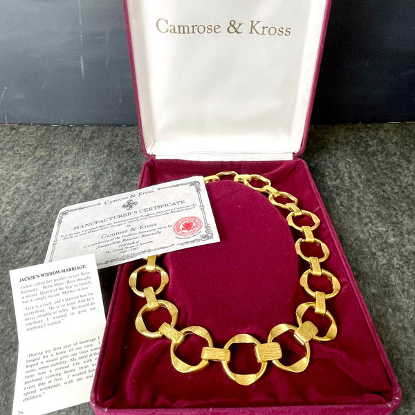 Camrose & Kross Jacqueline Kennedy large brushed gold necklace - NextStage Vintage