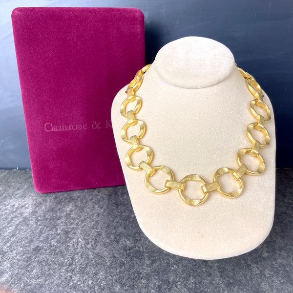 Camrose & Kross Jacqueline Kennedy large brushed gold necklace - NextStage Vintage