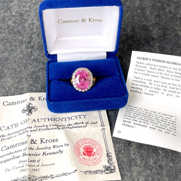 Camrose & Kross Jacqueline Kennedy pink and white gemstone ring - NextStage Vintage